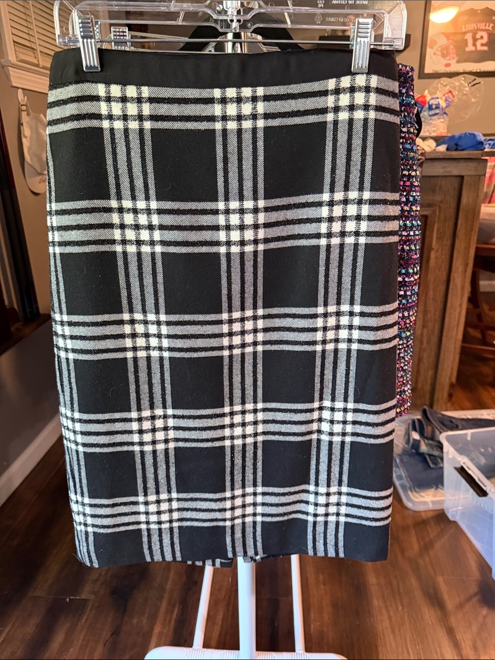 Talbots Black and White Plaid Mini Skirt